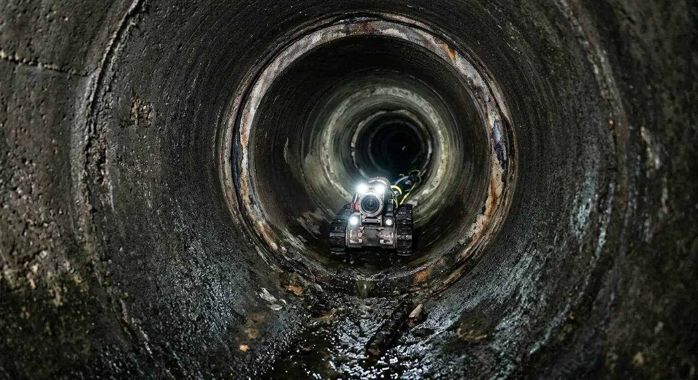Robotic sewer camera inspecting pipe interior for Drain Snake Service in Corinth